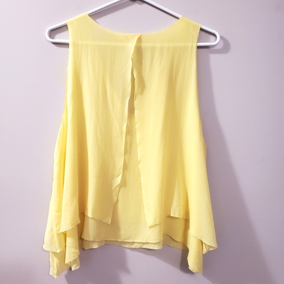 Tory Burch - Alex Yellow Layered Sleeveless Silk Top - Size 14 - Picture 6 of 7